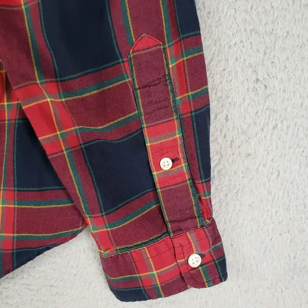 Polo Ralph Lauren Oxford Shirt Mens Medium M LS Button Down Red Plaid Blue